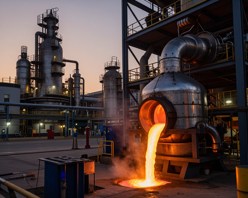 Industrial Steel Plant at Twilight