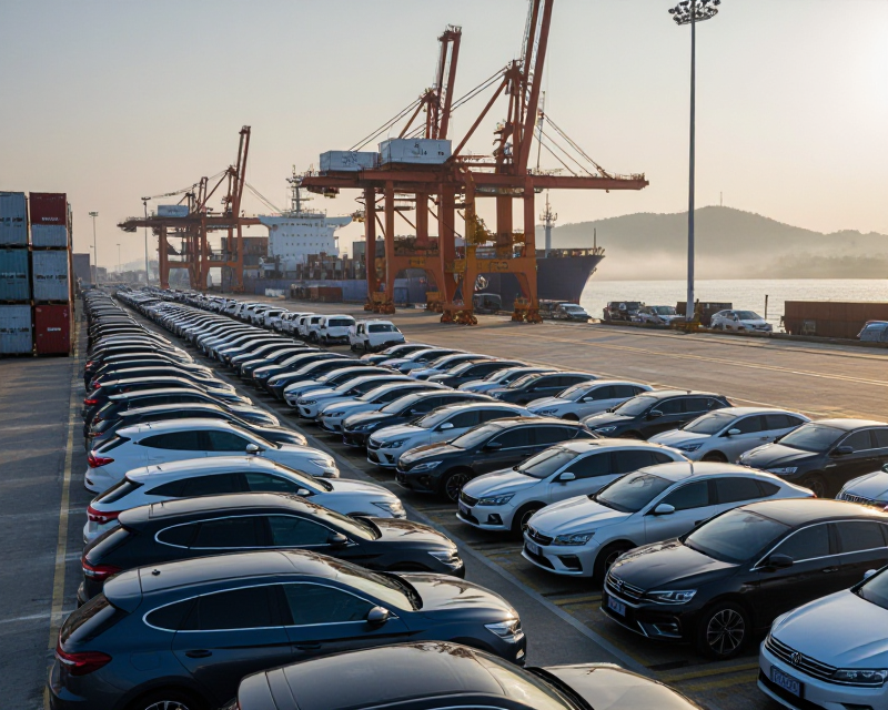 South Korean Cargo Port with Automobiles