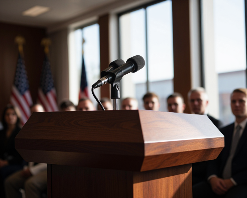 Political Press Conference Atmosphere