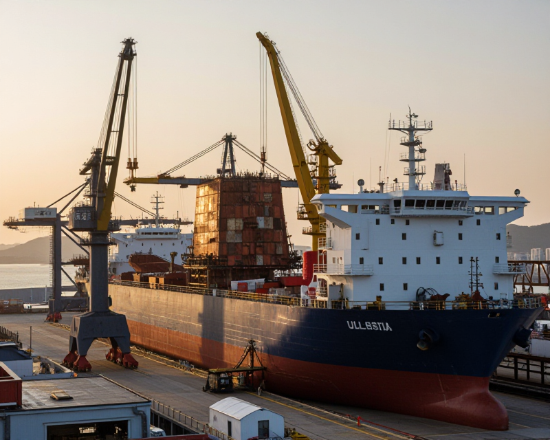 Modern Shipyard at Golden Hour
