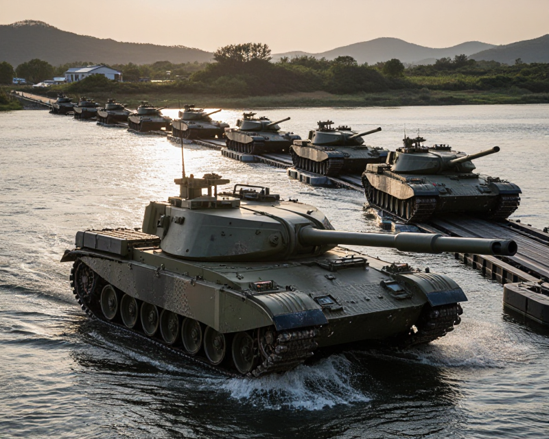 Military River Crossing Drill