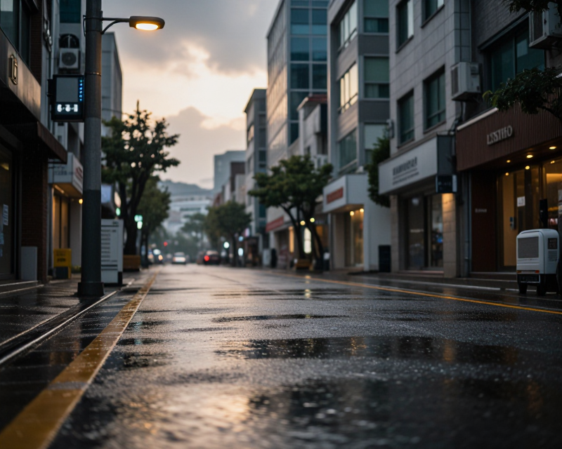 Rainy Seoul Streetscape